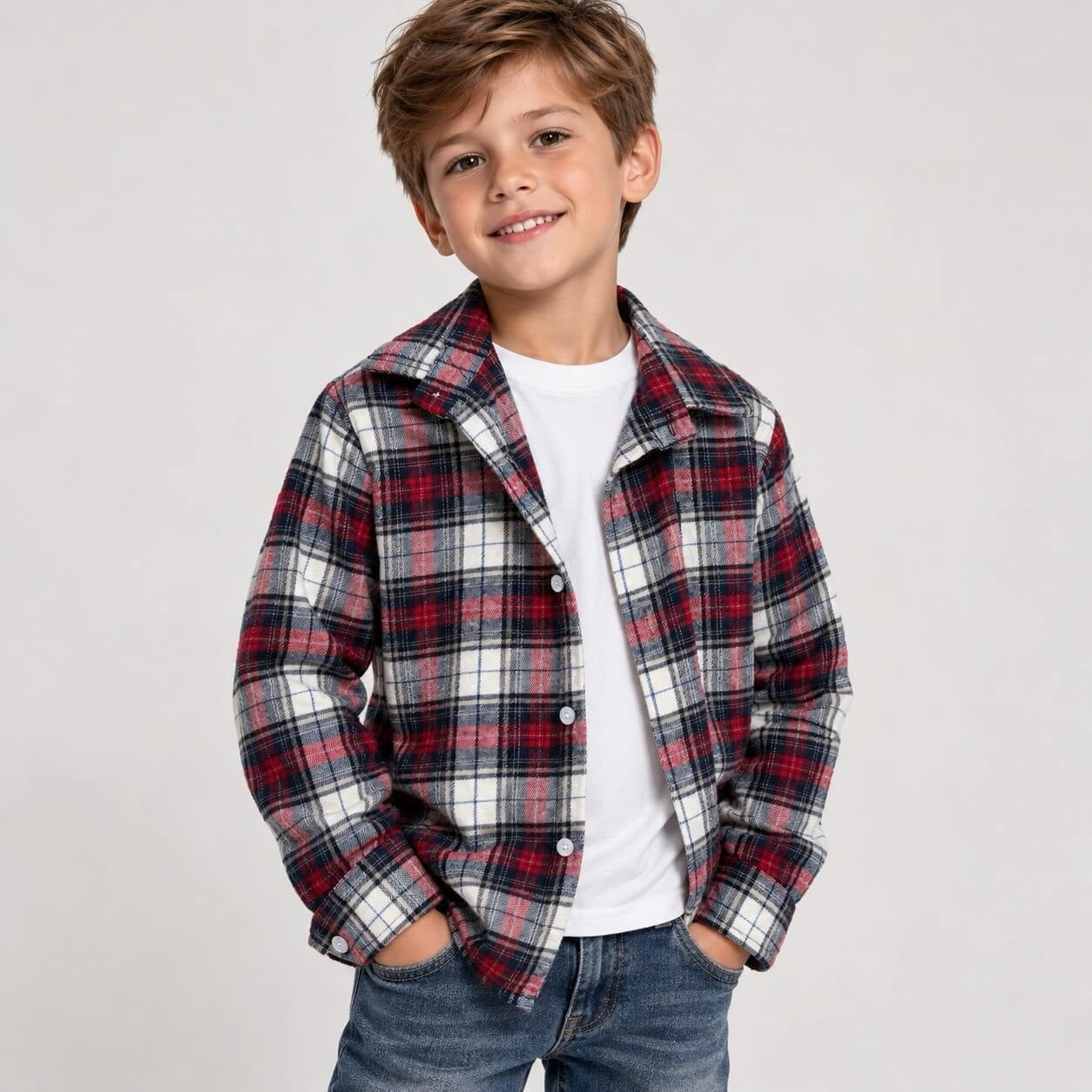 Camicia Flanella Bimbo + T-shirt Bianca - Rebel