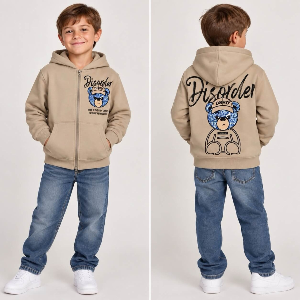 Felpa invernale Felpata con zip Retro stampato - XOUT JEANS