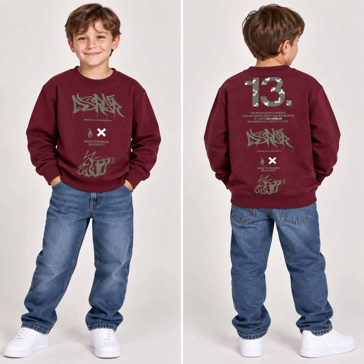 Felpa invernale Felpata Retro stampato - XOUT JEANS
