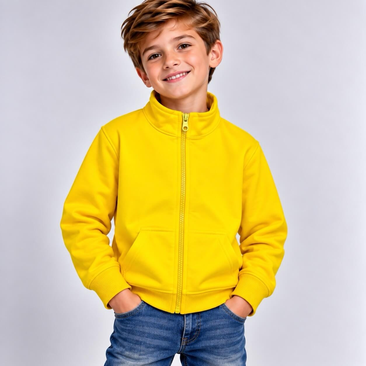 Sweat-shirt en coton jaune