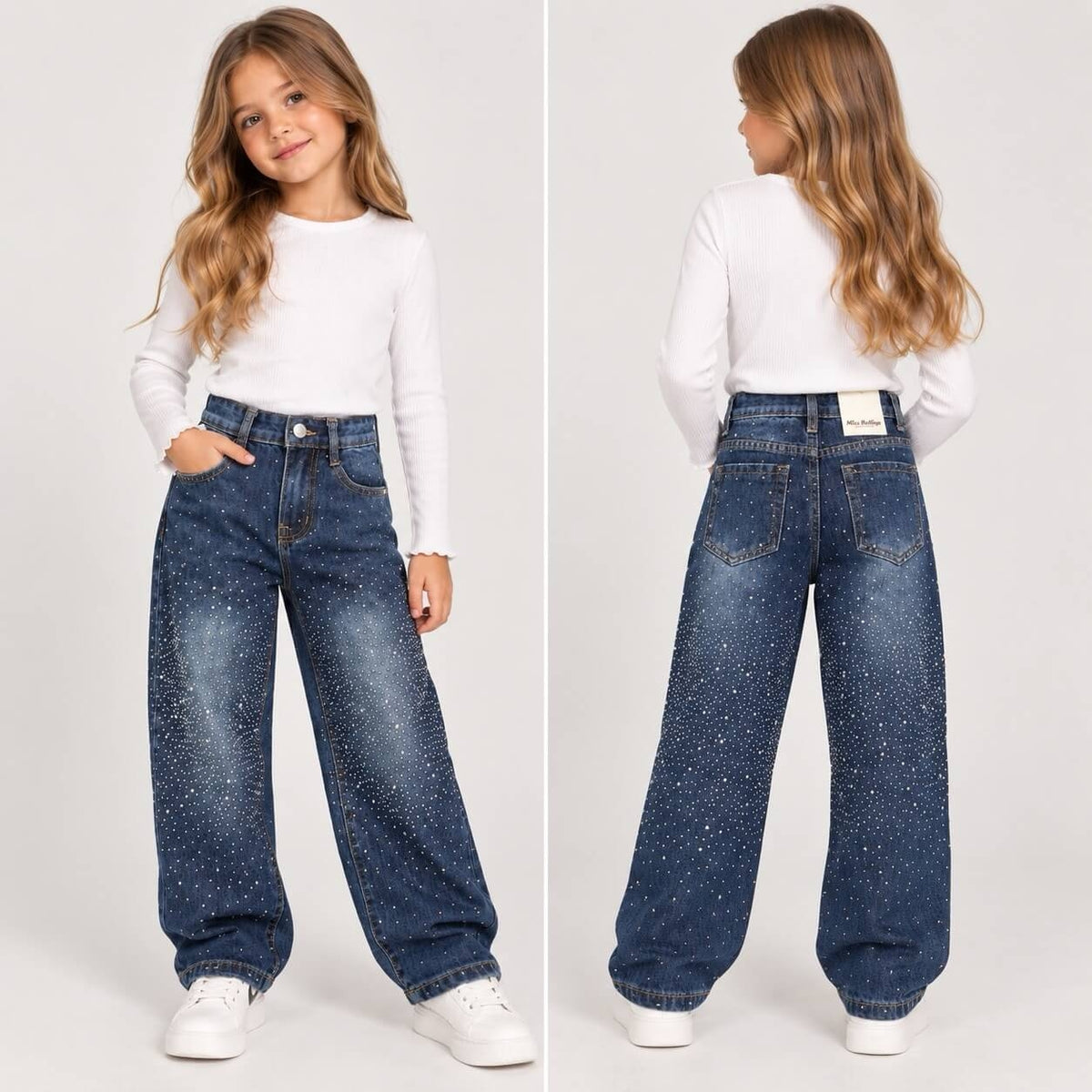 Jeans balloon Diamonds Avanti e Indietro bambina