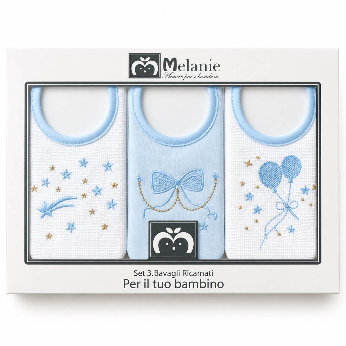 3 Bavette Ricamate Melanie con Laccetti