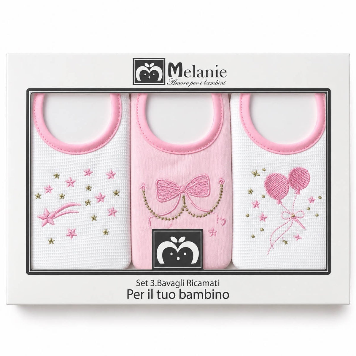 3 Bavette Ricamate Melanie con Laccetti