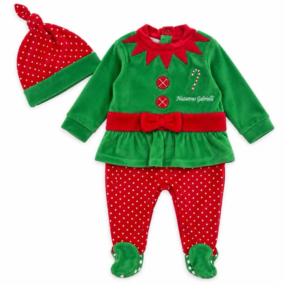 Grenouillère en chenille de Noël elfe nouveau-né