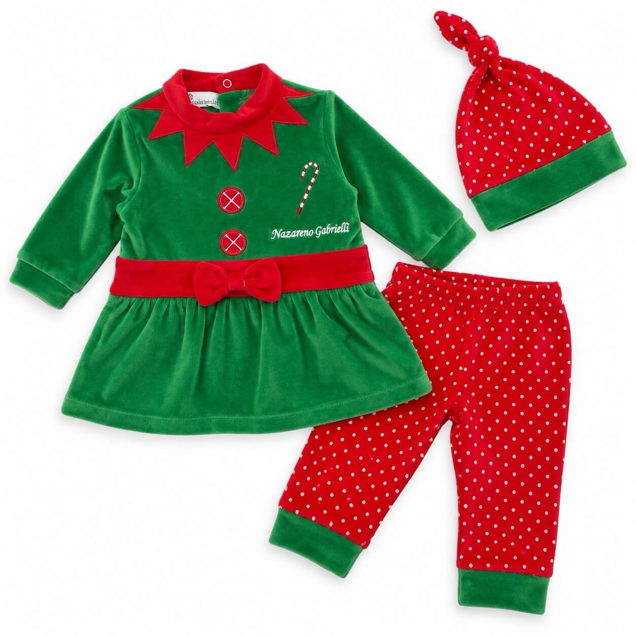 Grenouillère en chenille de Noël elfe nouveau-né