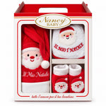Set Neonato Primo Natale con Cappellino, Bavetta e Scarpine – Nancy Baby