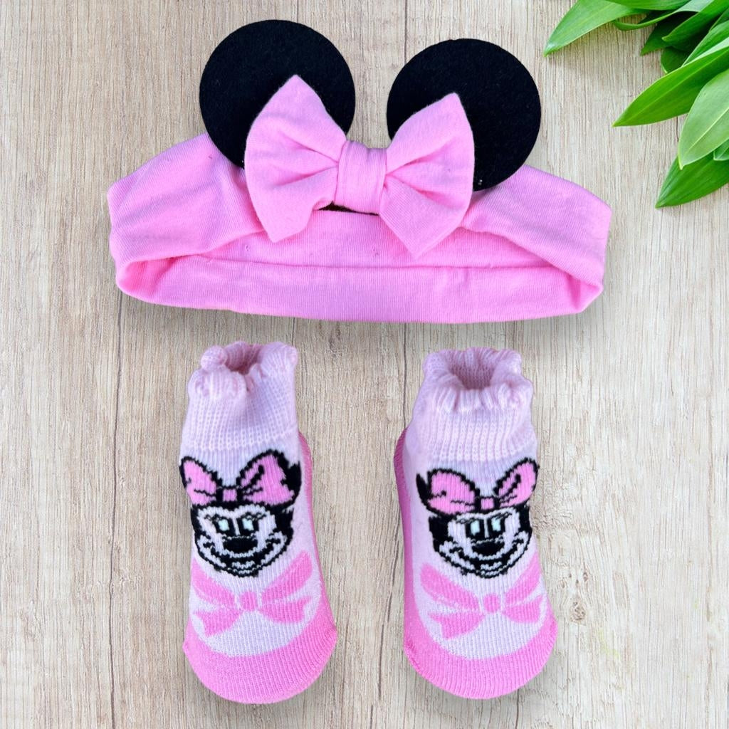 Set Scarpine + Fascia Minnie Neonata in Cotone - Mstore016