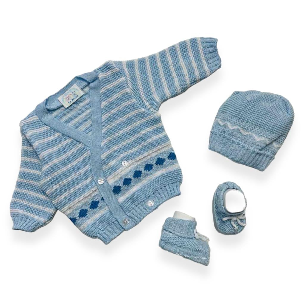 Set Golfino+Scarpette+Cappello in Cotone 0/6 Mesi - Mstore016