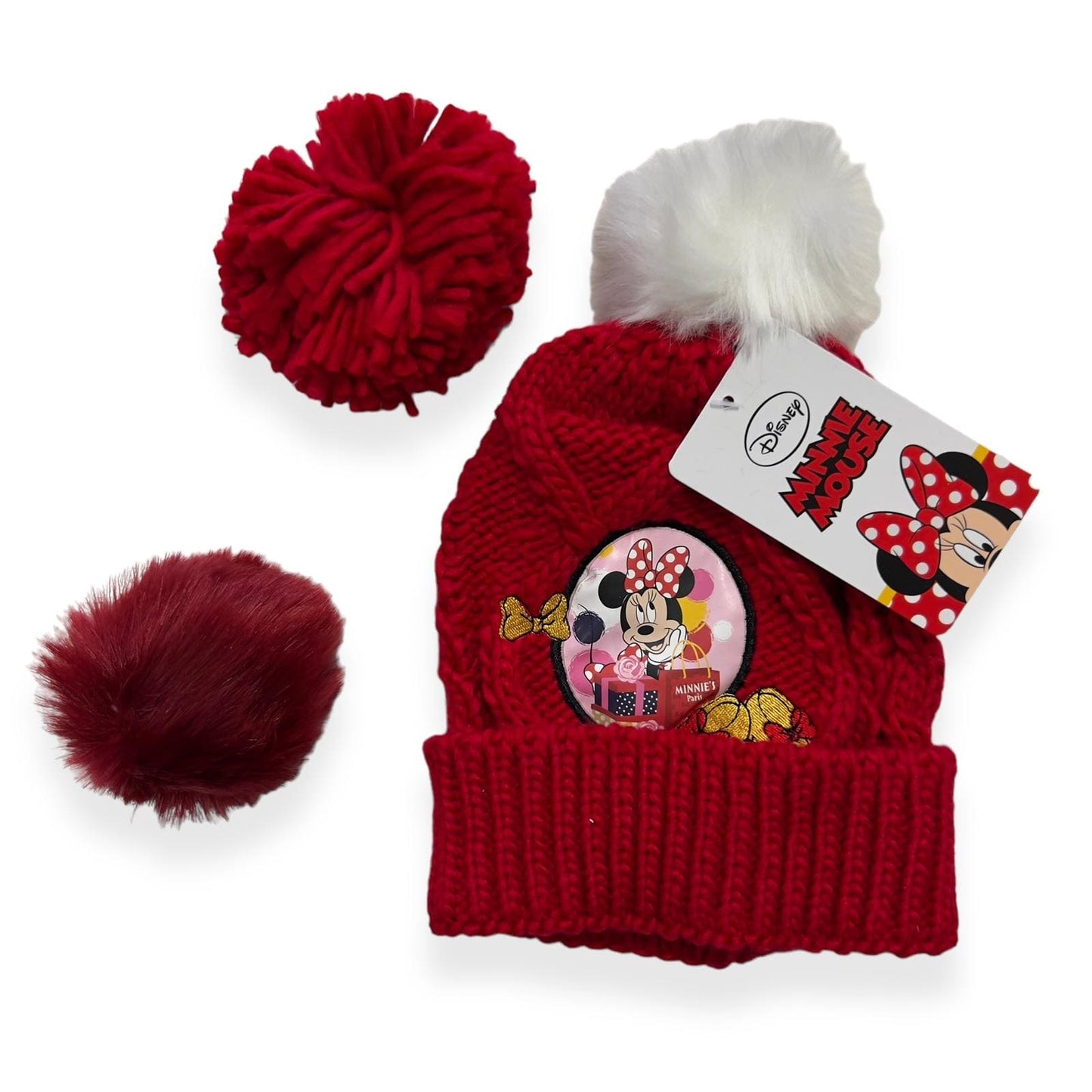 Cappello in Lana Minnie con 3 Pompons intercambiabili - Mstore016