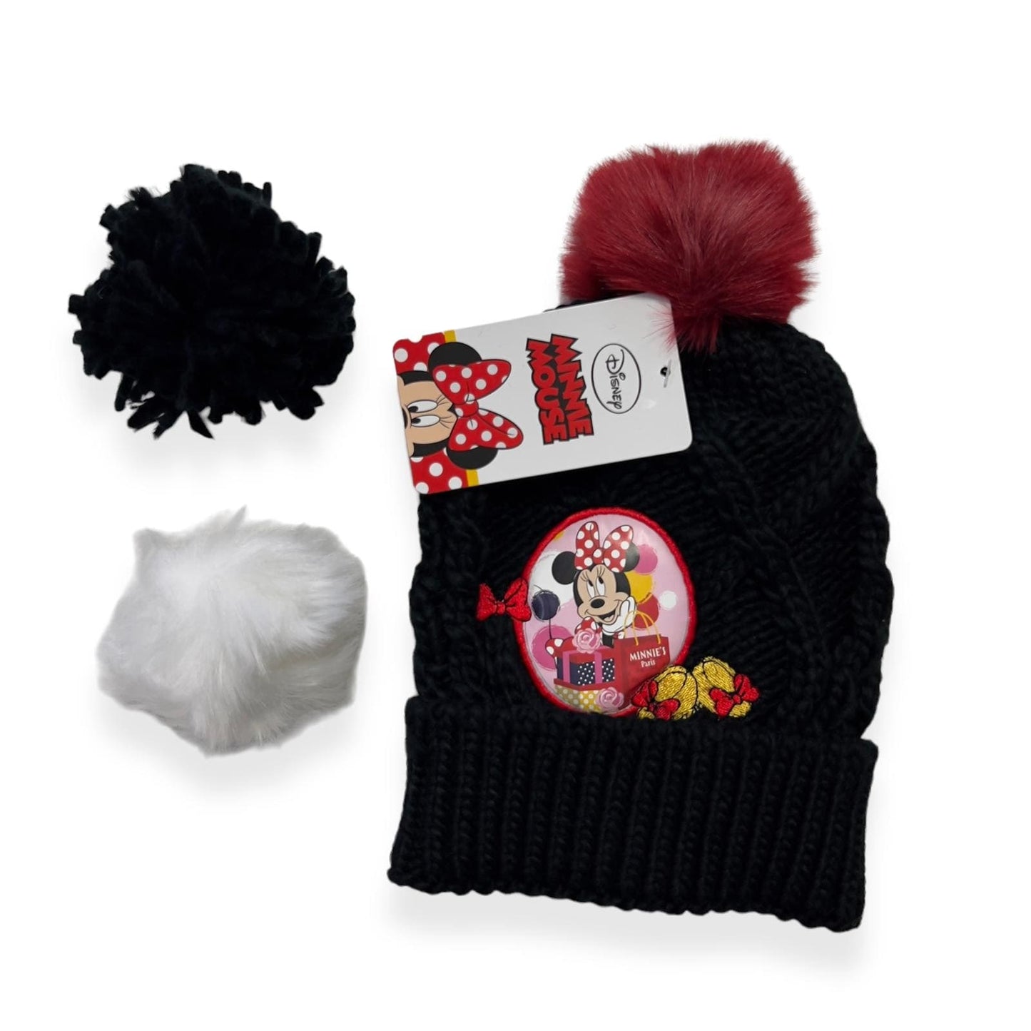 Cappello in Lana Minnie con 3 Pompons intercambiabili - Mstore016