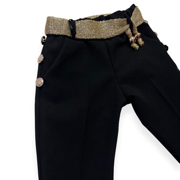 Pantalone Slim Con Applicazioni Oro