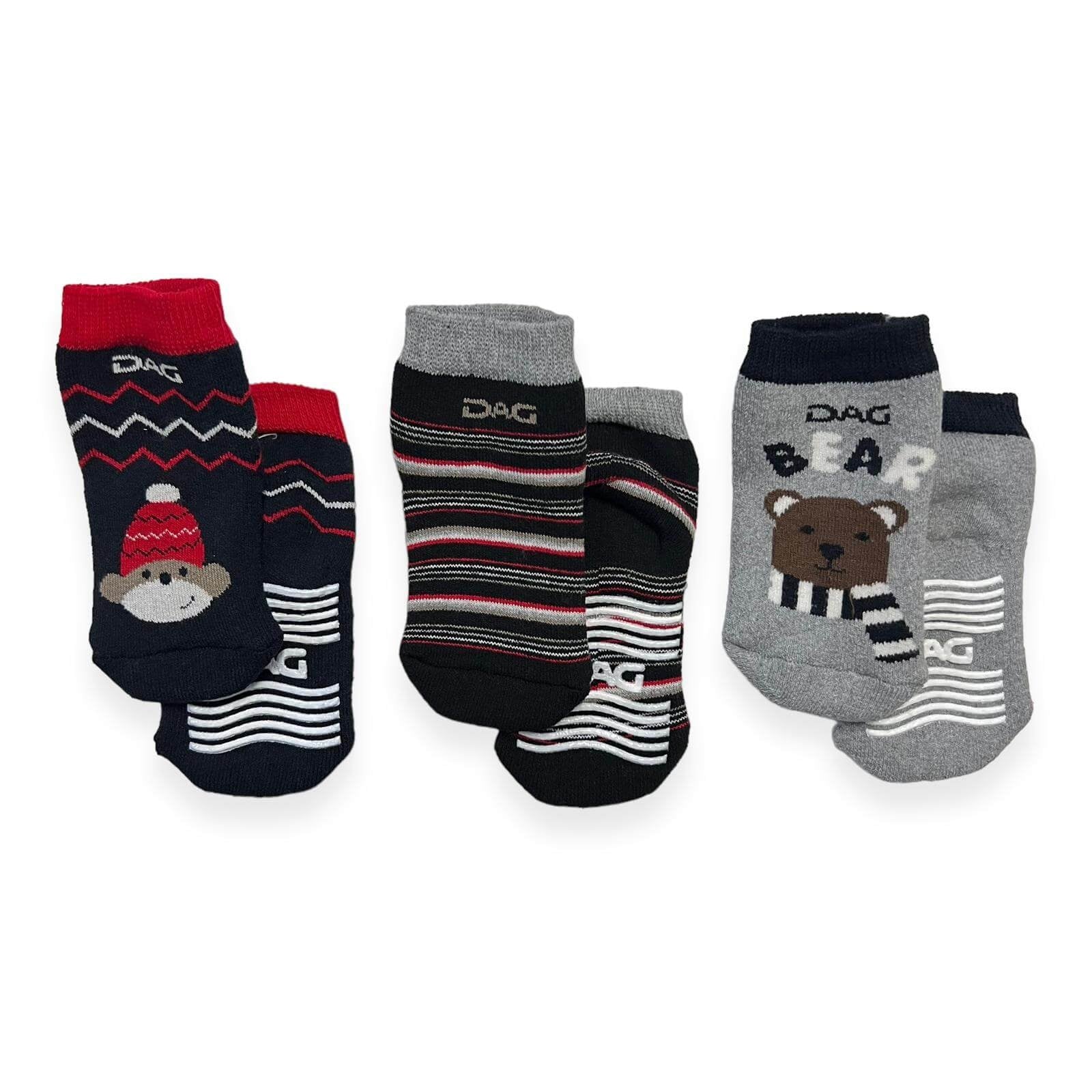 3 chaussettes chaudes en coton antidérapantes pour nouveau-né