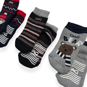 3 chaussettes chaudes en coton antidérapantes pour nouveau-né