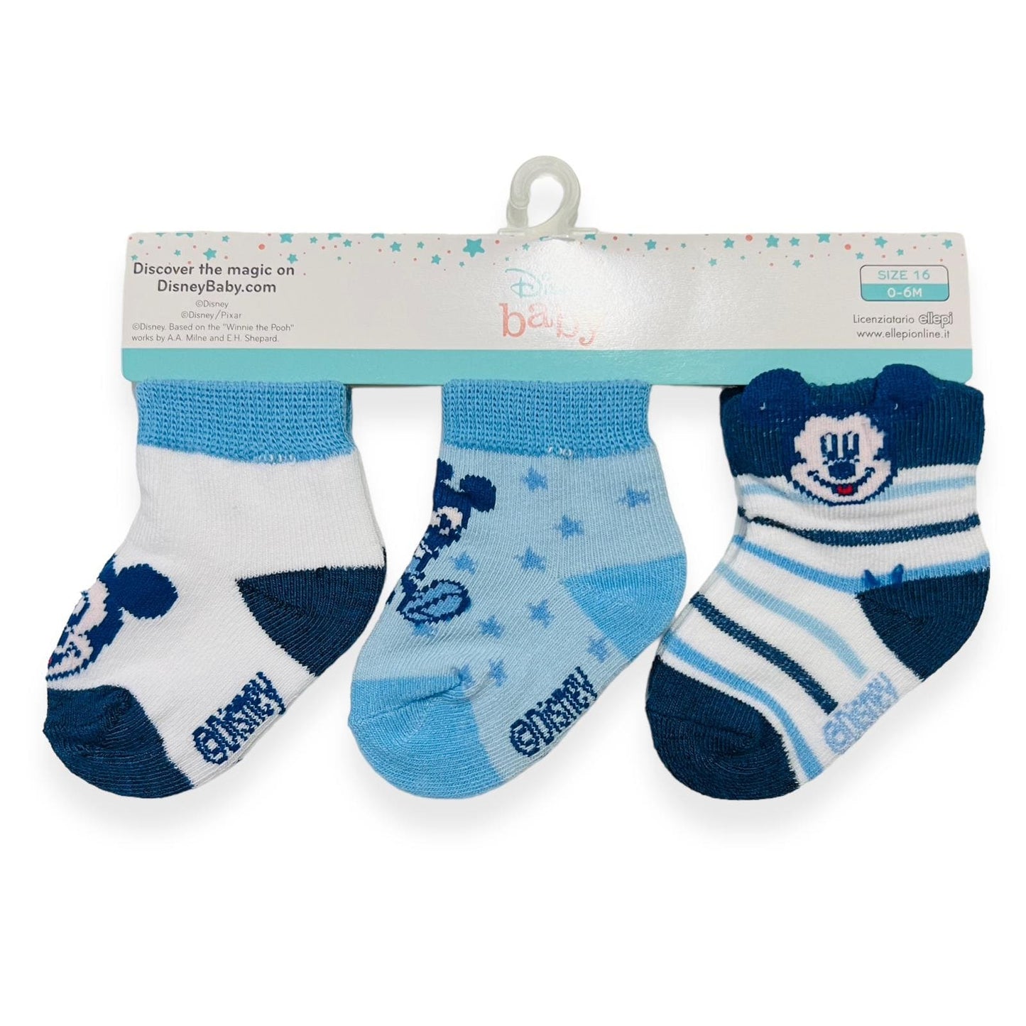 Chaussettes Tris 0/6 Mois Disney Mickey Mouse