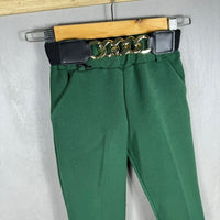 Pantalon slim en flanelle avec ceinture