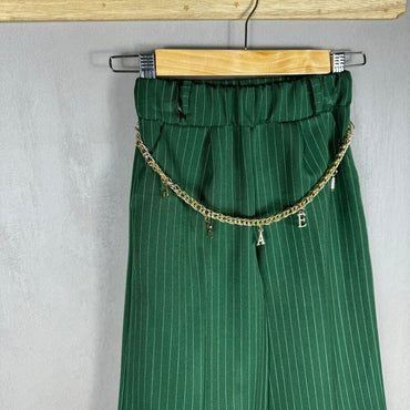 Pantalone Palazzo in Flanella Con Cintura