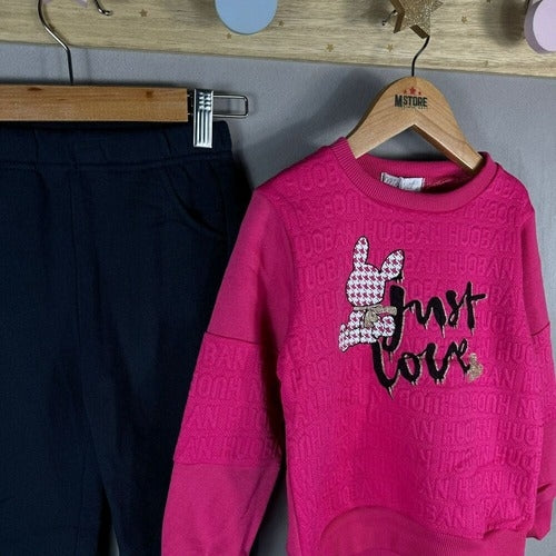 Survêtement sweat-shirt à col rond fille