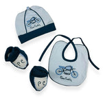 Ensemble bonnet + chaussures + bavoir en coton