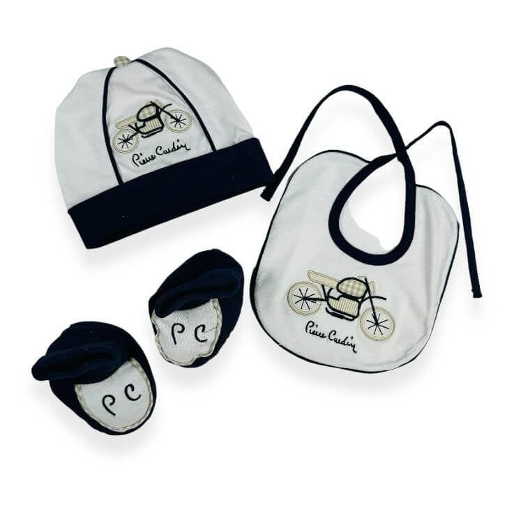 Set Cotone Cappello+scarpe+bavetta