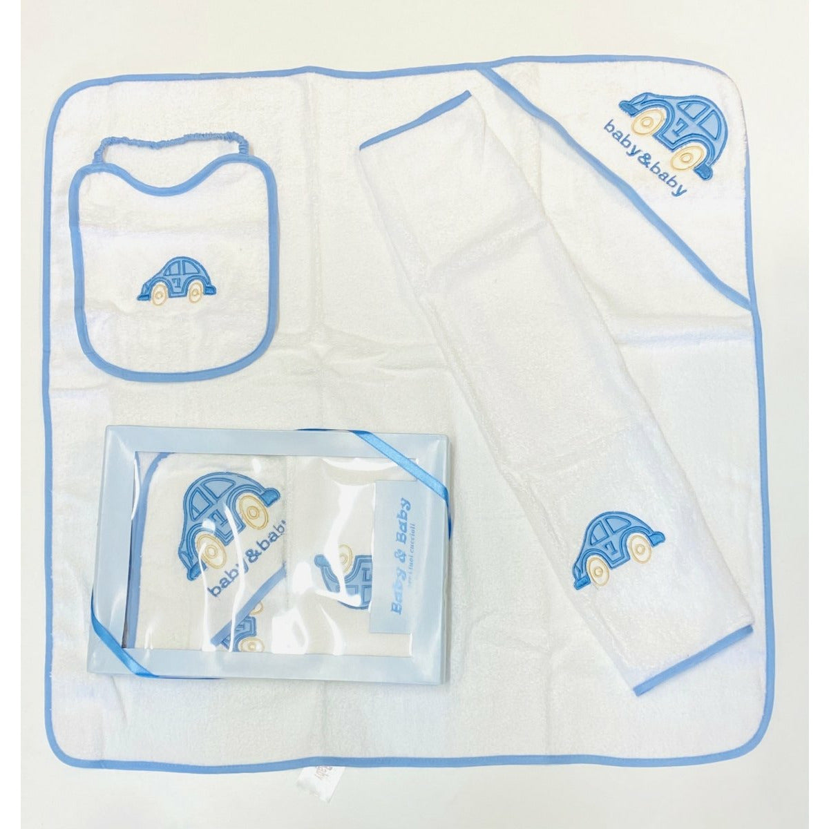 Set Triangolo accappatoio, Bavetta e Pannetto Baby e Baby - Mstore016 - Triangolo accappatoio - Mstore016